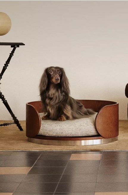 Wooden Frame Pet Bed with Rebound Sponge, Detachable Washable Dog Bed Cat Bed, All Season Universal Kennel for Small Medium Pets