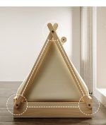 All-Season Enclosed Tent Pet Bed, Solid Wood Raised Dog Cat House for Small Pets, Cozy Secure Shelter - Image 2