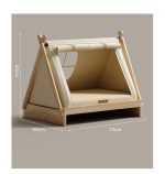 All-Season Enclosed Tent Pet Bed, Solid Wood Raised Dog Cat House for Small Pets, Cozy Secure Shelter - Image 5