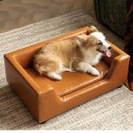 Vintage Waxed Leather Pet Sofa | Durable Dog & Cat Bed Couch