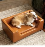 Vintage Waxed Leather Pet Sofa | Durable Dog & Cat Bed Couch