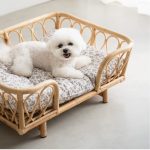 Natural Rattan Pet Bed, Breathable Handwoven Dog & Cat Cooling Bed for Spring and Summer